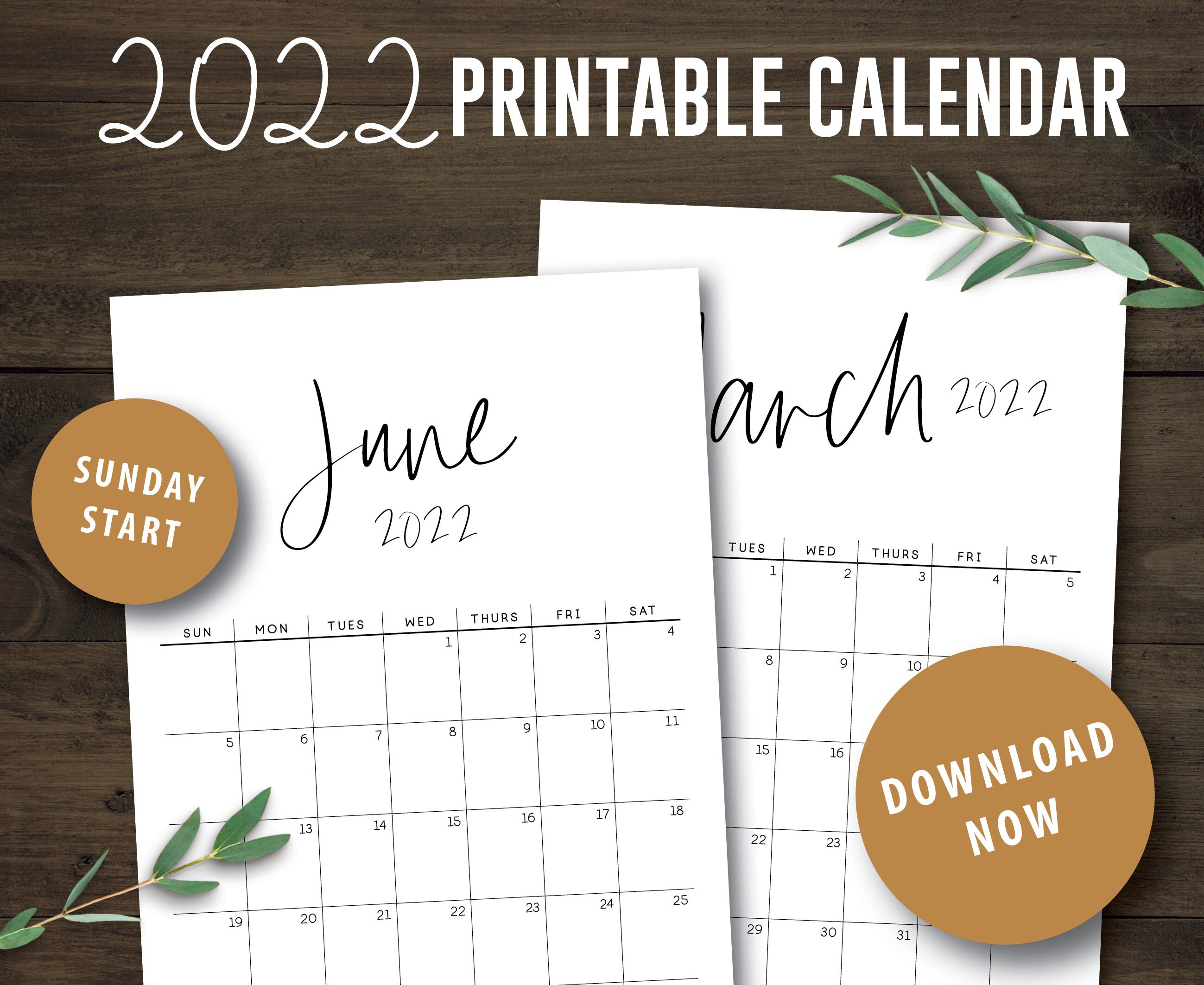 2022 and 2021 printable calendar a4 12 month calendar wall etsy