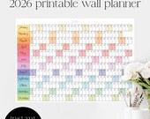 2026 Wall Planner Printable Calendar, Rainbow, School Calendar, Linear Calendar, 2025 Year Planner A1 A2 A3 Planner, Classroom planner