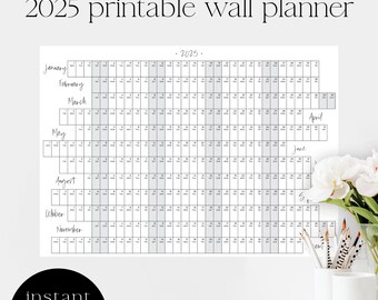 2025 Wall Planner | Printable Calendar | Family Calendar | Aligned weekends | 2025 Year Planner A1 A2 A3 Planner | School Planner