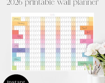 2026 Rainbow School Wall Planner Calendar: A1 A2 A3 (Digital Download) School Planner, Yearly Planner, Printable planner