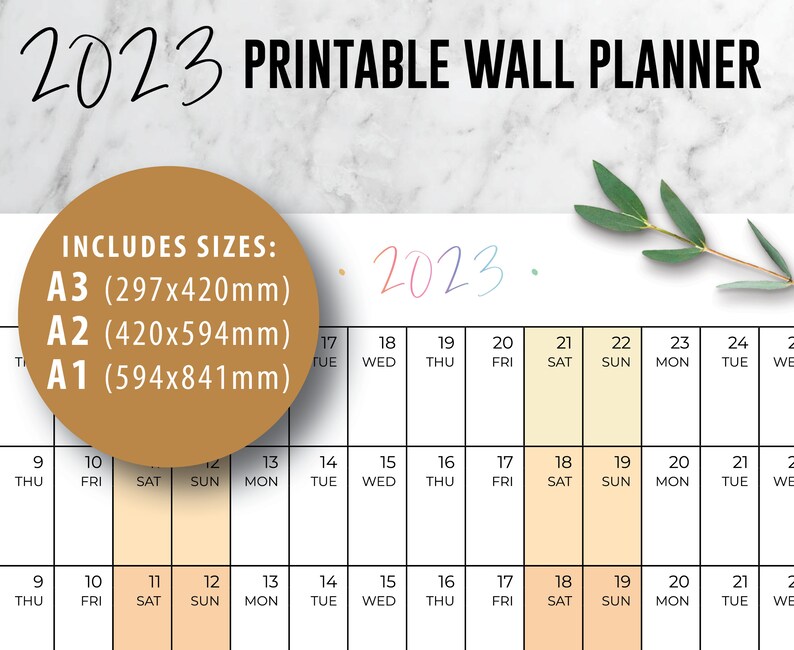 2023 Wall Planner Printable Calendar Rainbow Family Etsy