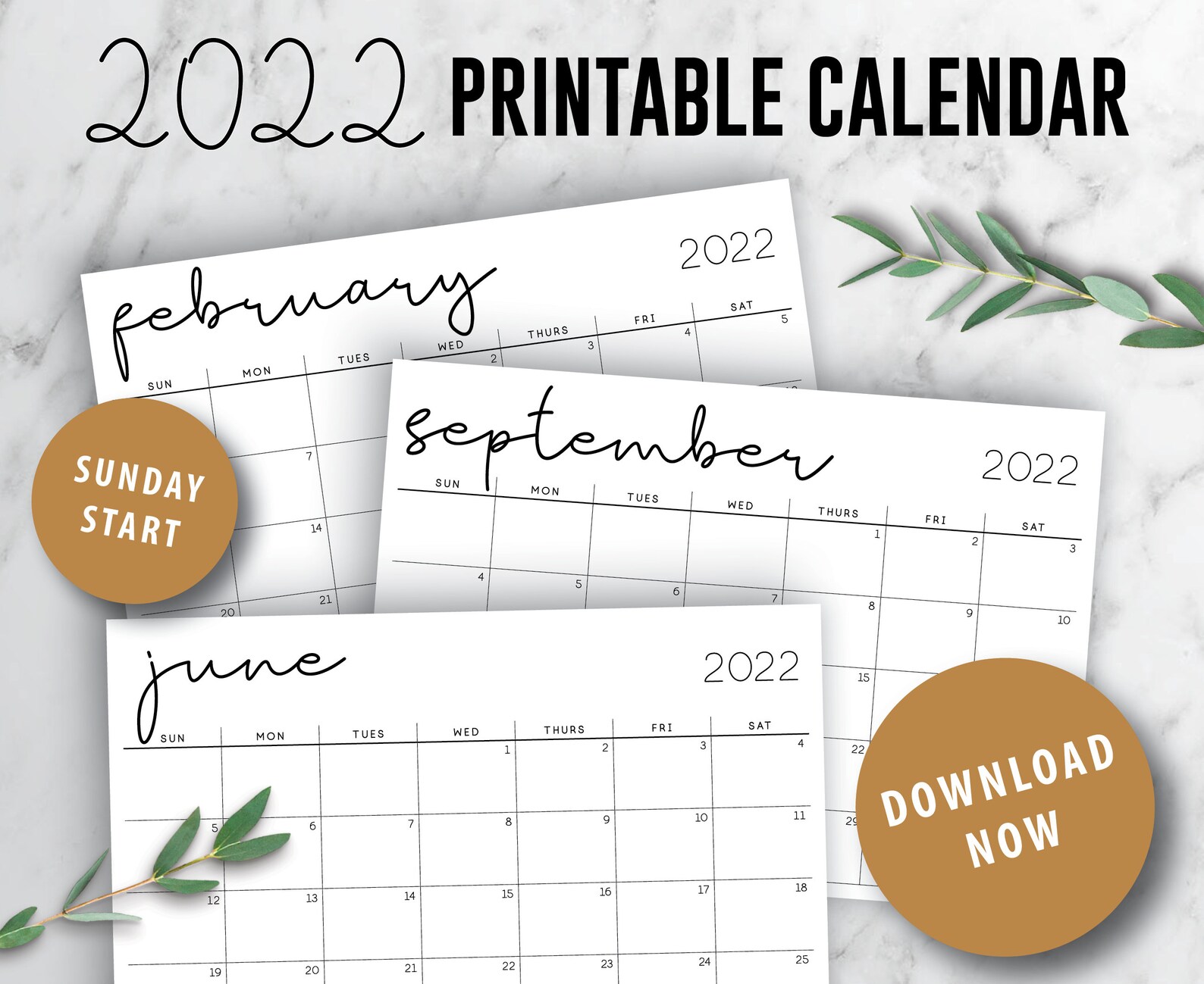 2022 and 2021 Printable Calendar A4 12 Month Calendar Wall | Etsy