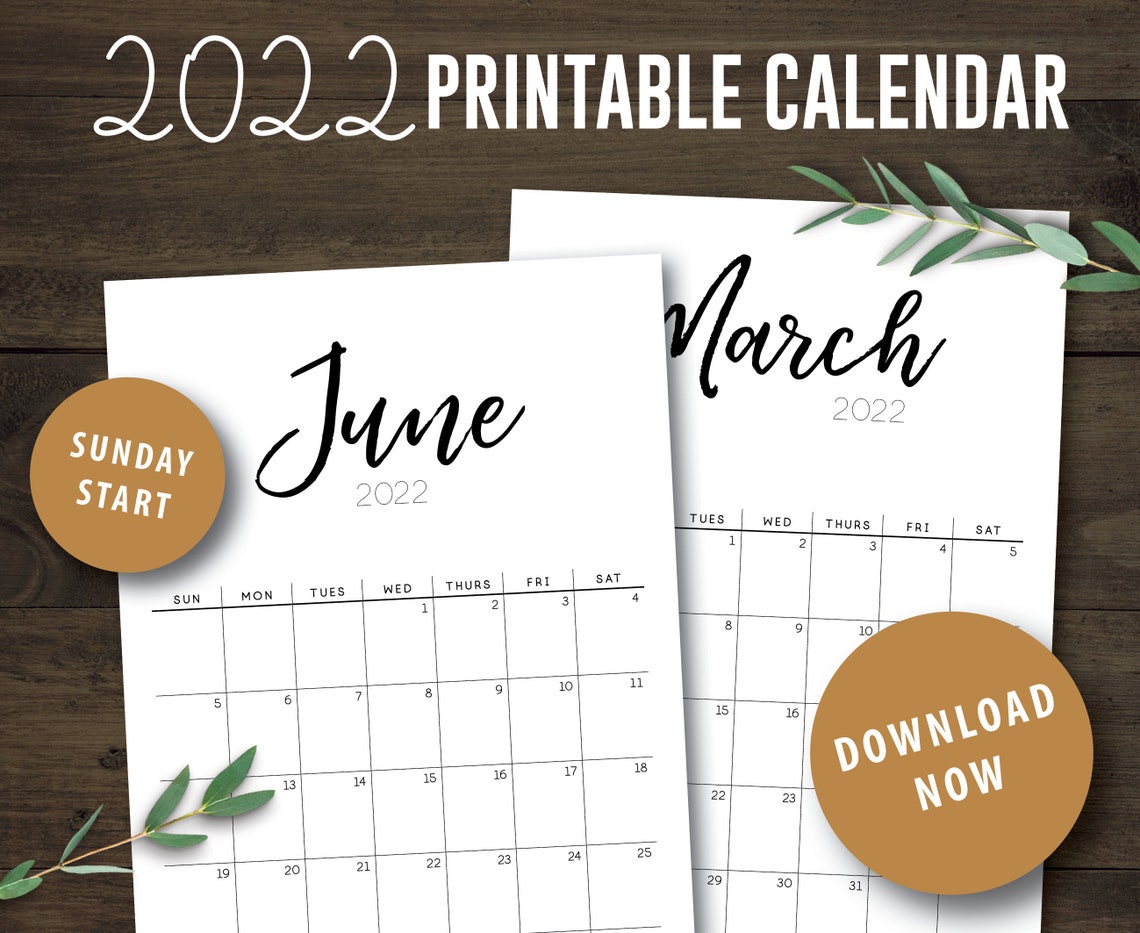 2022 and 2021 printable calendar a4 12 month calendar wall