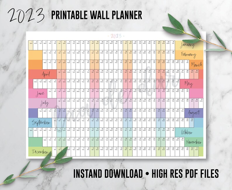 2023 Wall Planner Printable Calendar Rainbow Family Etsy Canada