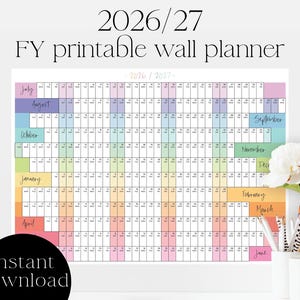 Agenda mural Australie 2026/2027 : calendrier arc-en-ciel (téléchargement numérique)