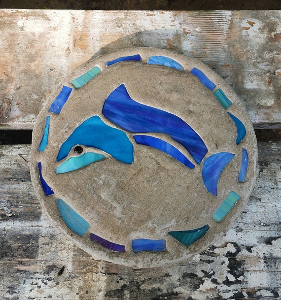 Dolphin Stepping Stone 14 Solid Concrete Stained Etsy