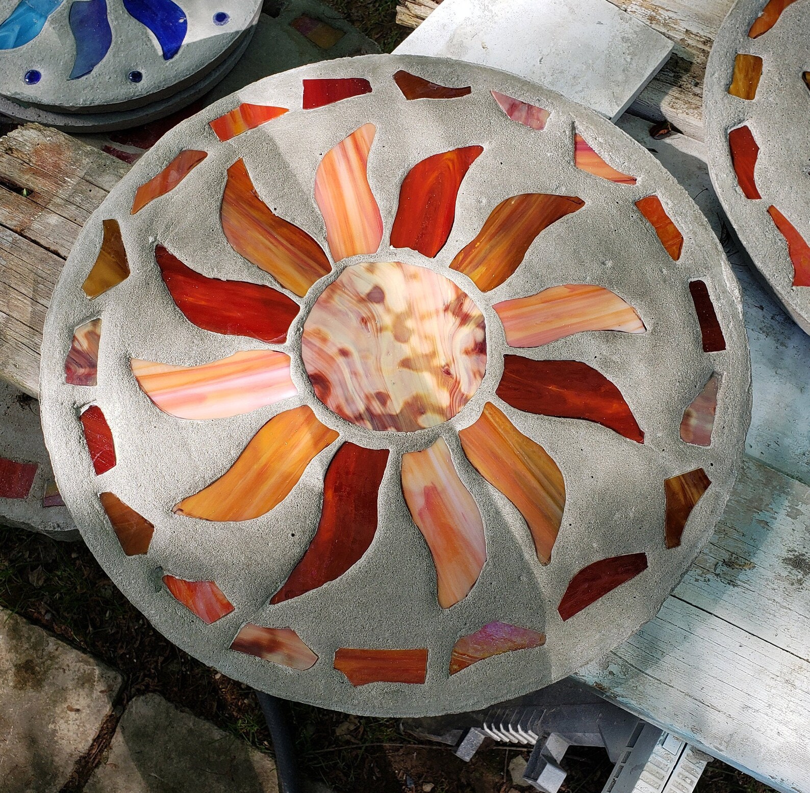 18 Stepping Stone concrete and hand cut stained glass Etsy