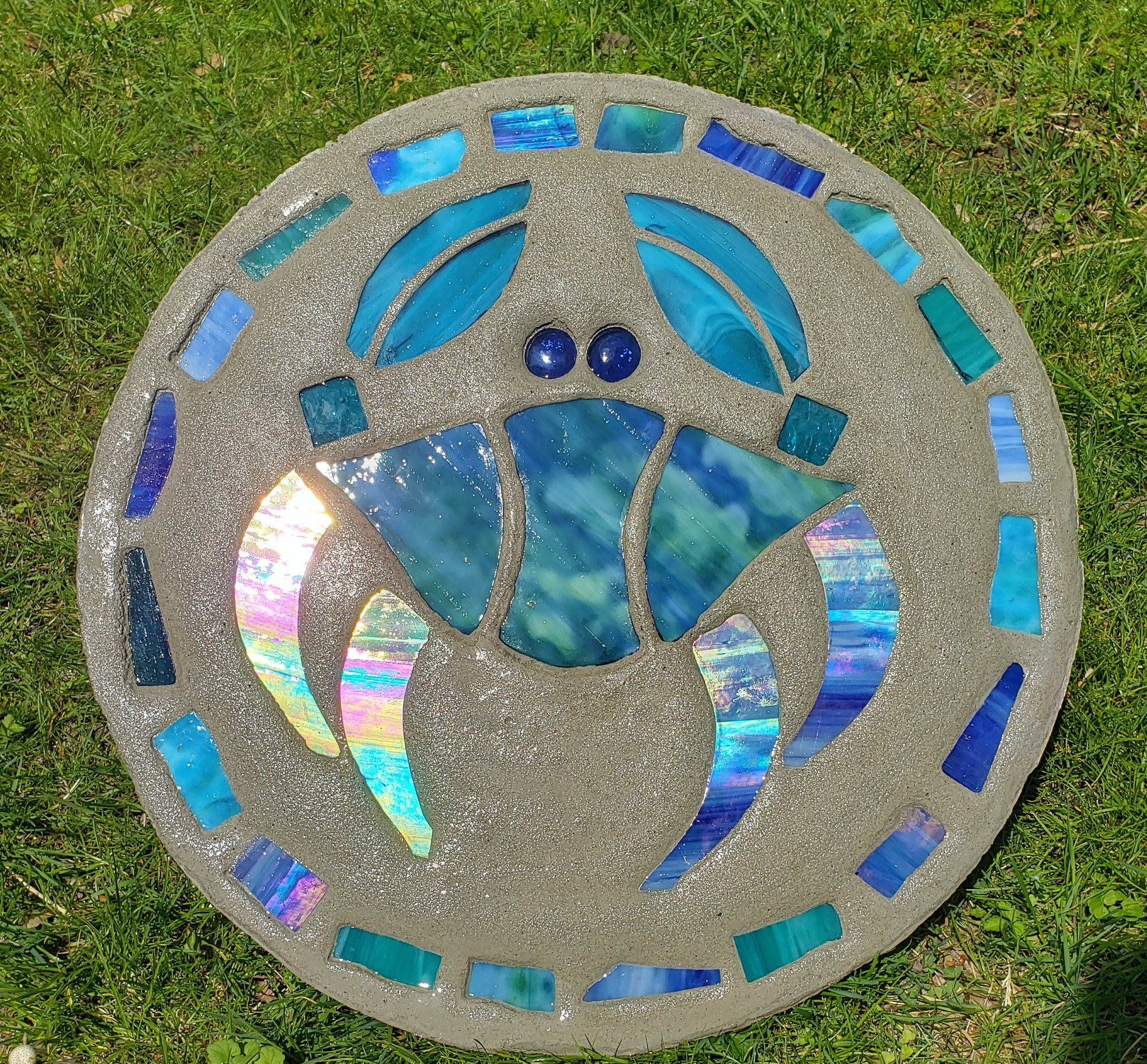 18 Stepping Stone Concrete and hand cut stained glass Etsy