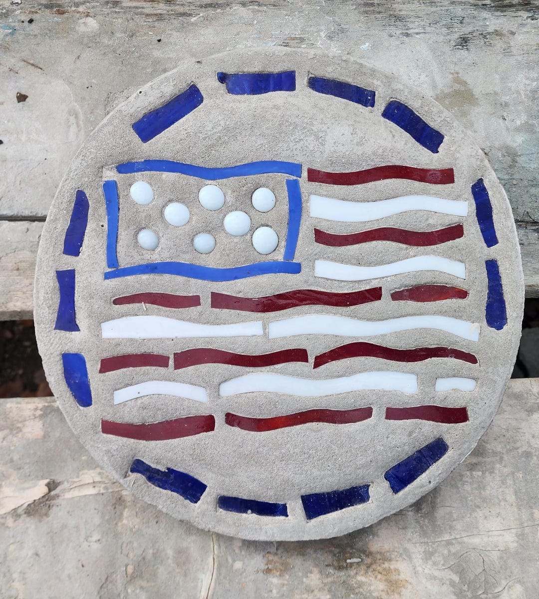 Stepping Flags American Flag Stepping Stone, 14