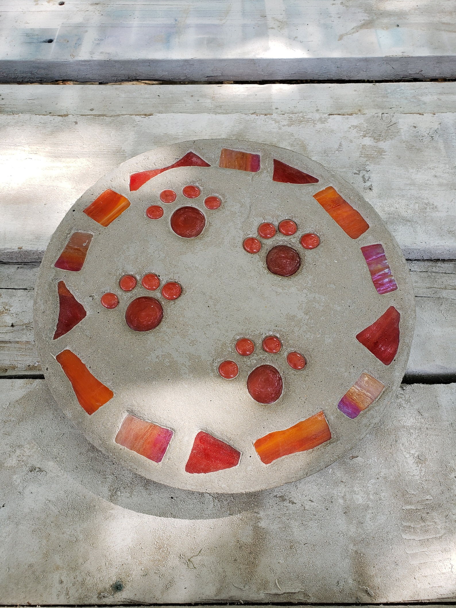 Paw Prints Stepping Stone 14 Solid Concrete Stained Etsy