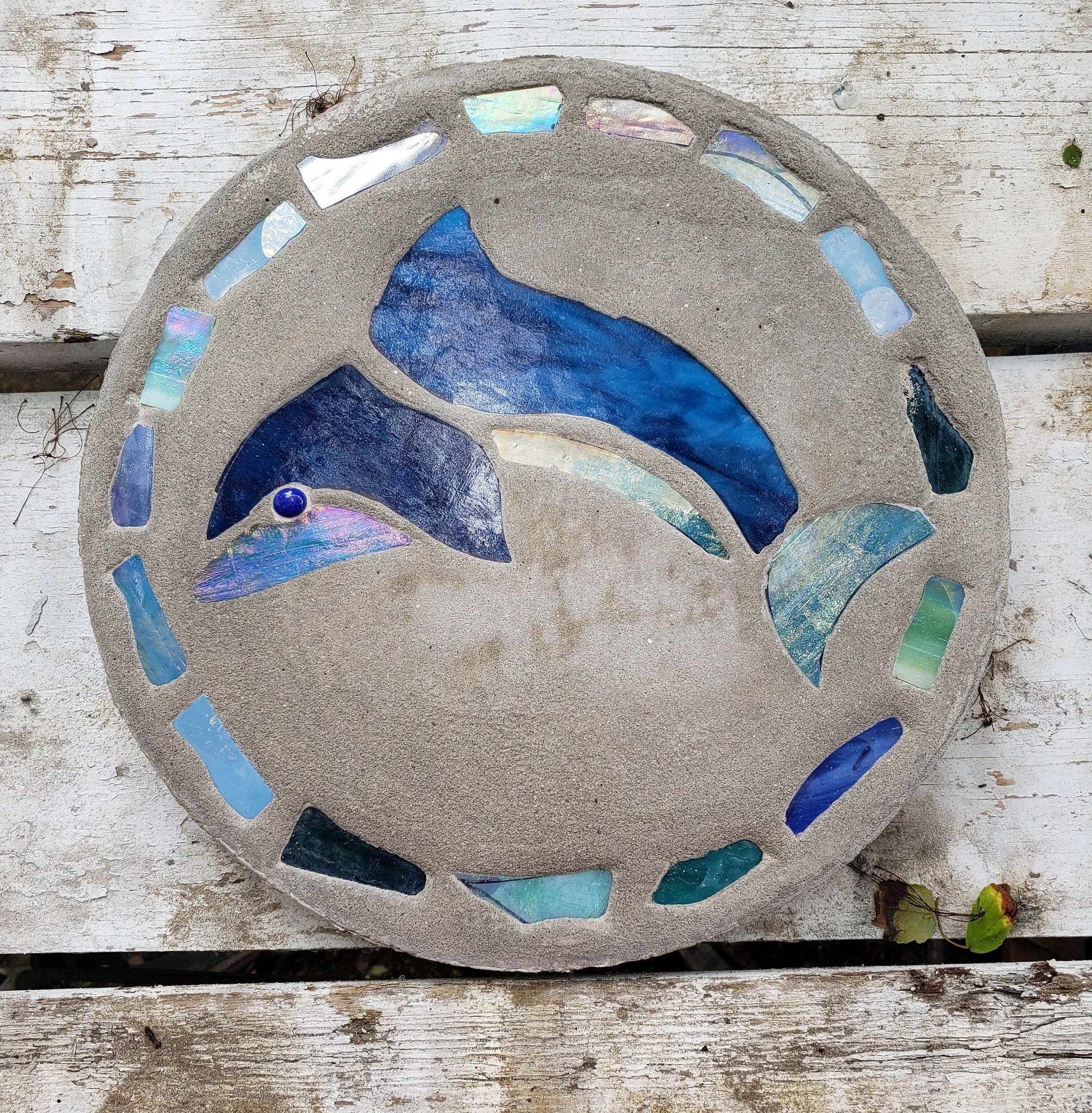 Dolphin Stepping Stone 14 Solid Concrete Stained Etsy