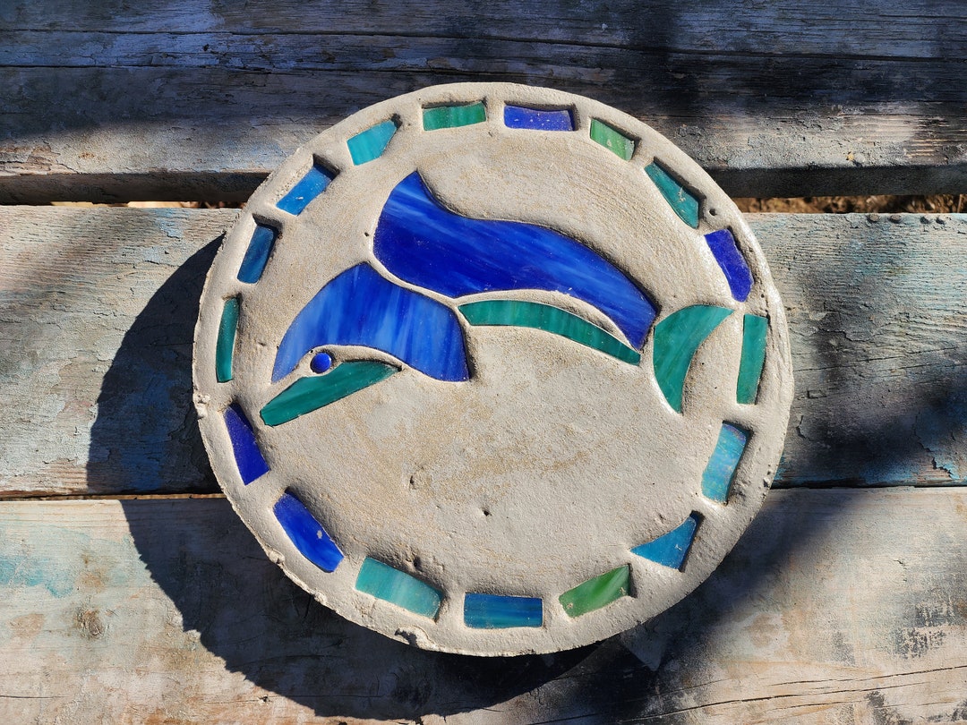 Dolphin Stepping Stone 14 Solid Concrete Stained Etsy