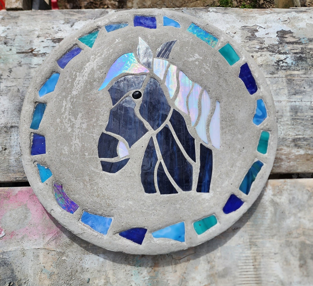 18 Horse Stepping Stone Concrete and Hand Cut Stained Etsy