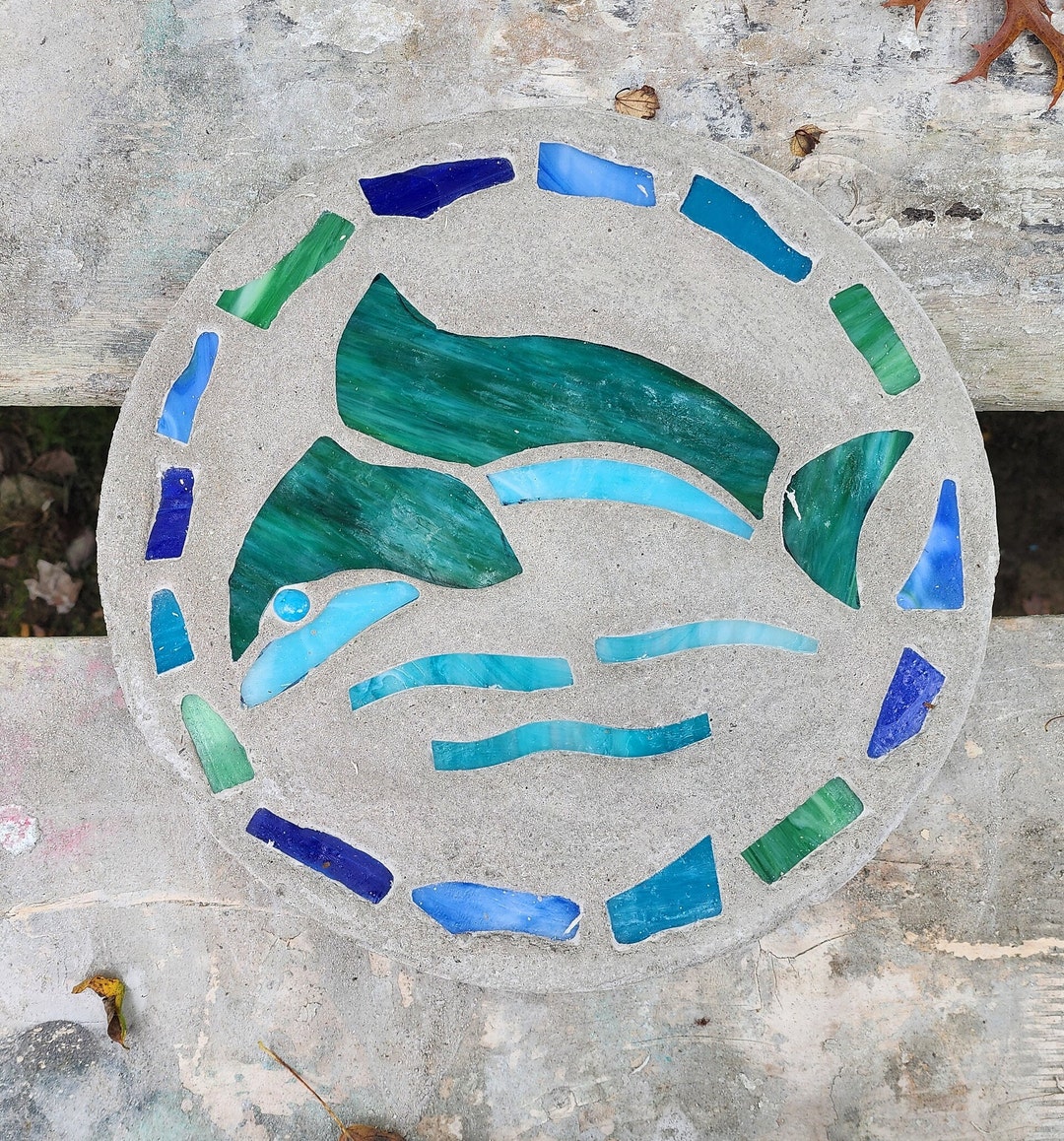Dolphin Stepping Stone 14 Solid Concrete Stained Etsy