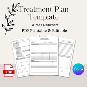 Treatment Plan For Therapist, Customizable and Printable PDF, Counseling Treatment Plan