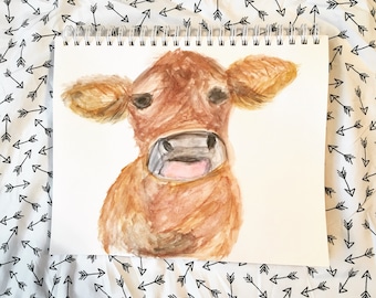 Watercolor Cow Painting