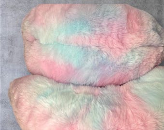 Furry Soft Rainbow Fur with bows, Puffy Soakers, Soft Skate Guards