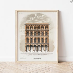 Vintage Architektur / druckbare Vintage Wandkunst / 8x10 / Vorderansicht / Vintage Gebäude / Retro Architektur / Digitaler Download