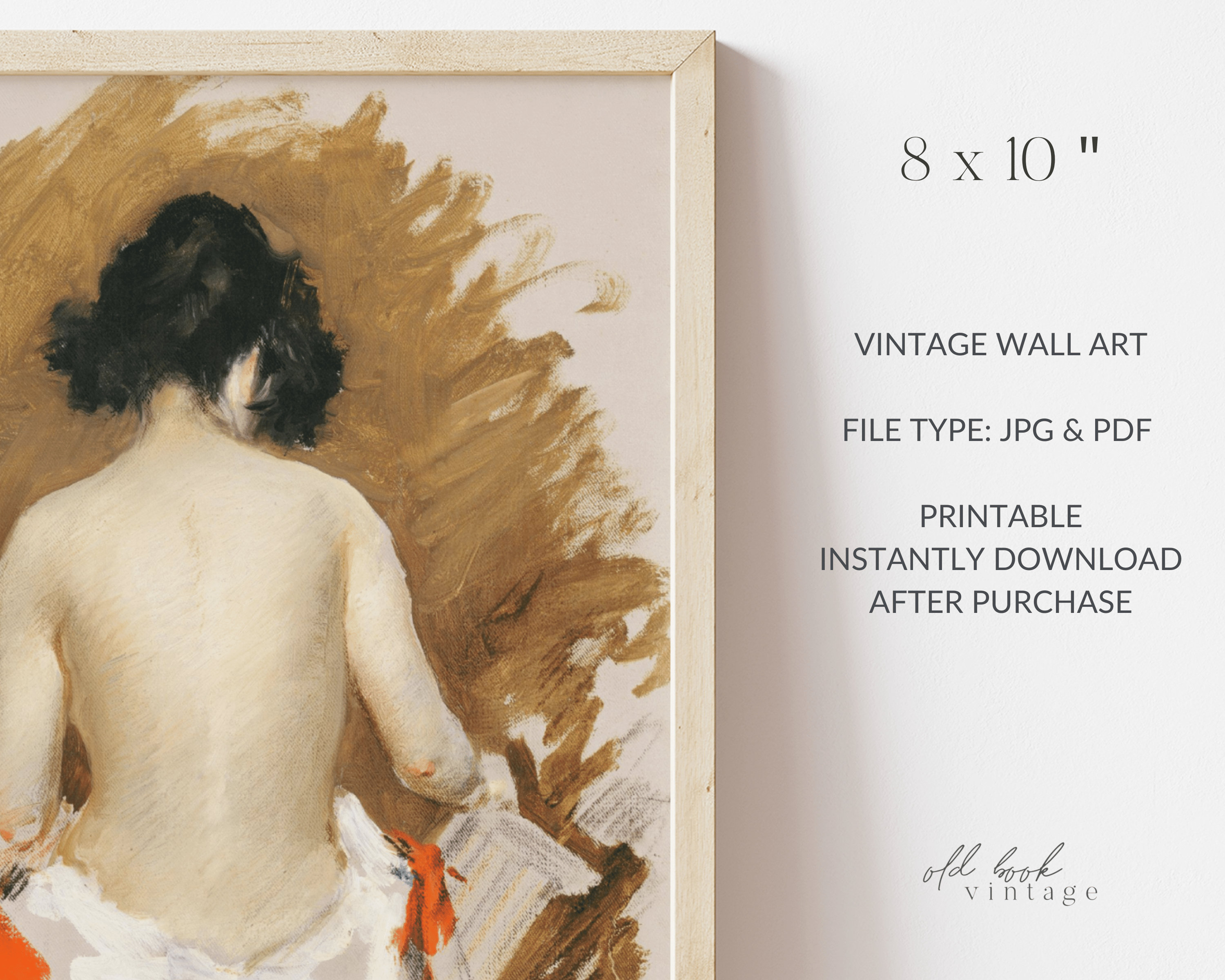 Vintage Nude Art / Printable Vintage Wall Art / 8x10 / Japanese Wall