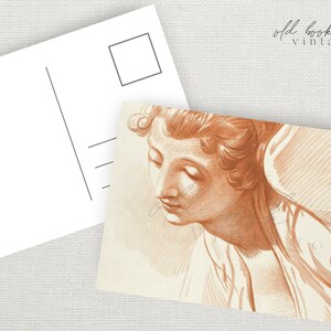 Vintage Mädchen Postkarte / druckbare Vintage Postkarte / 15x3.5in / Digitale Collage Sheet / Vintage Ephemera / Vintage Frau Illustration