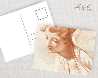 Vintage Girl Postcard / Printable Vintage Postcard / 5x3.5in / Digital Collage Sheet / Vintage Ephemera / Vintage Woman Illustration