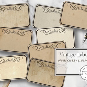 Printable Vintage Labels / Textured Paper Background / Printable Tags / Junk Journal Ephemera / Vintage Embellishments