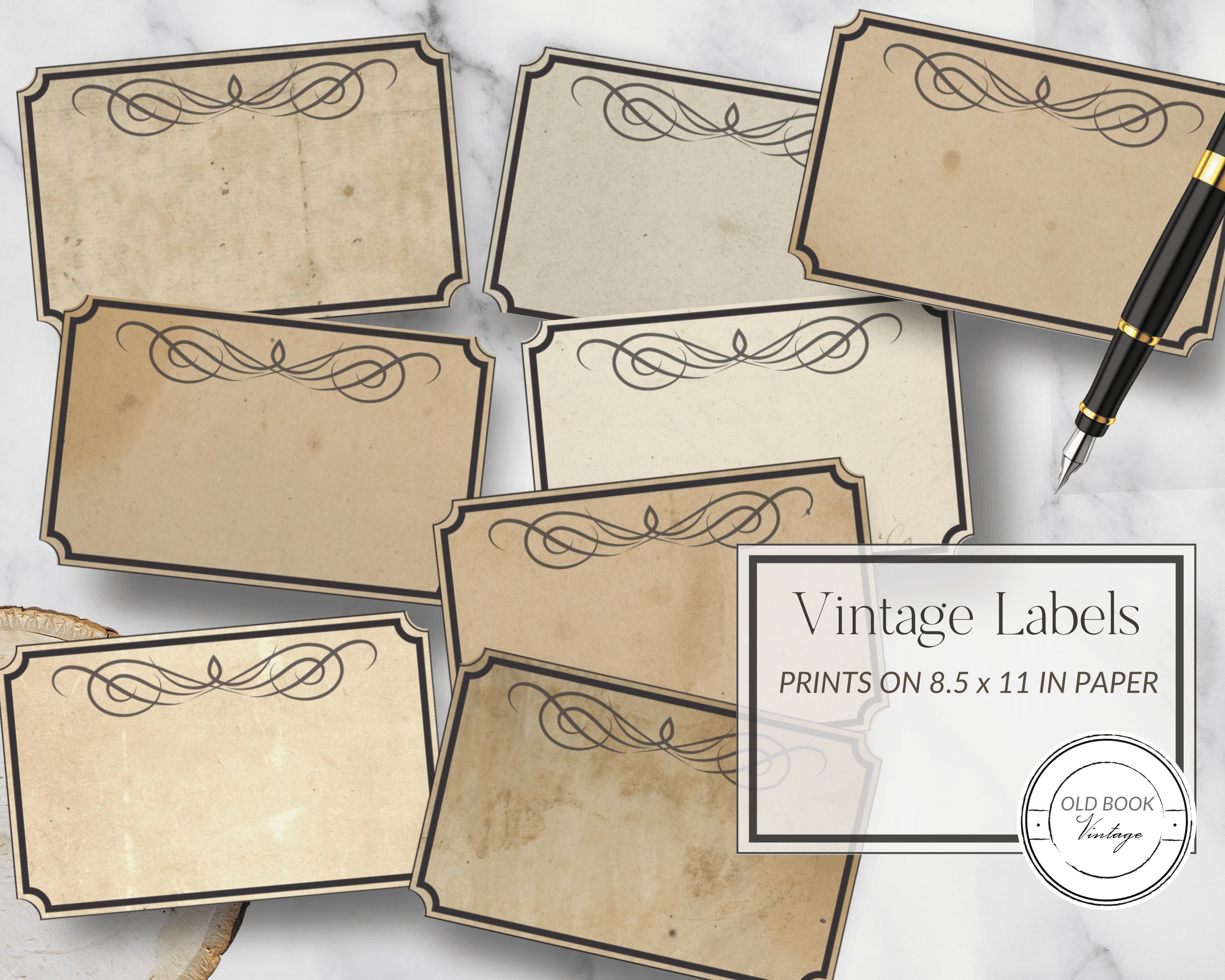Vintage Printable Chalk Labels, Junk Journal Tags, Blank Labels