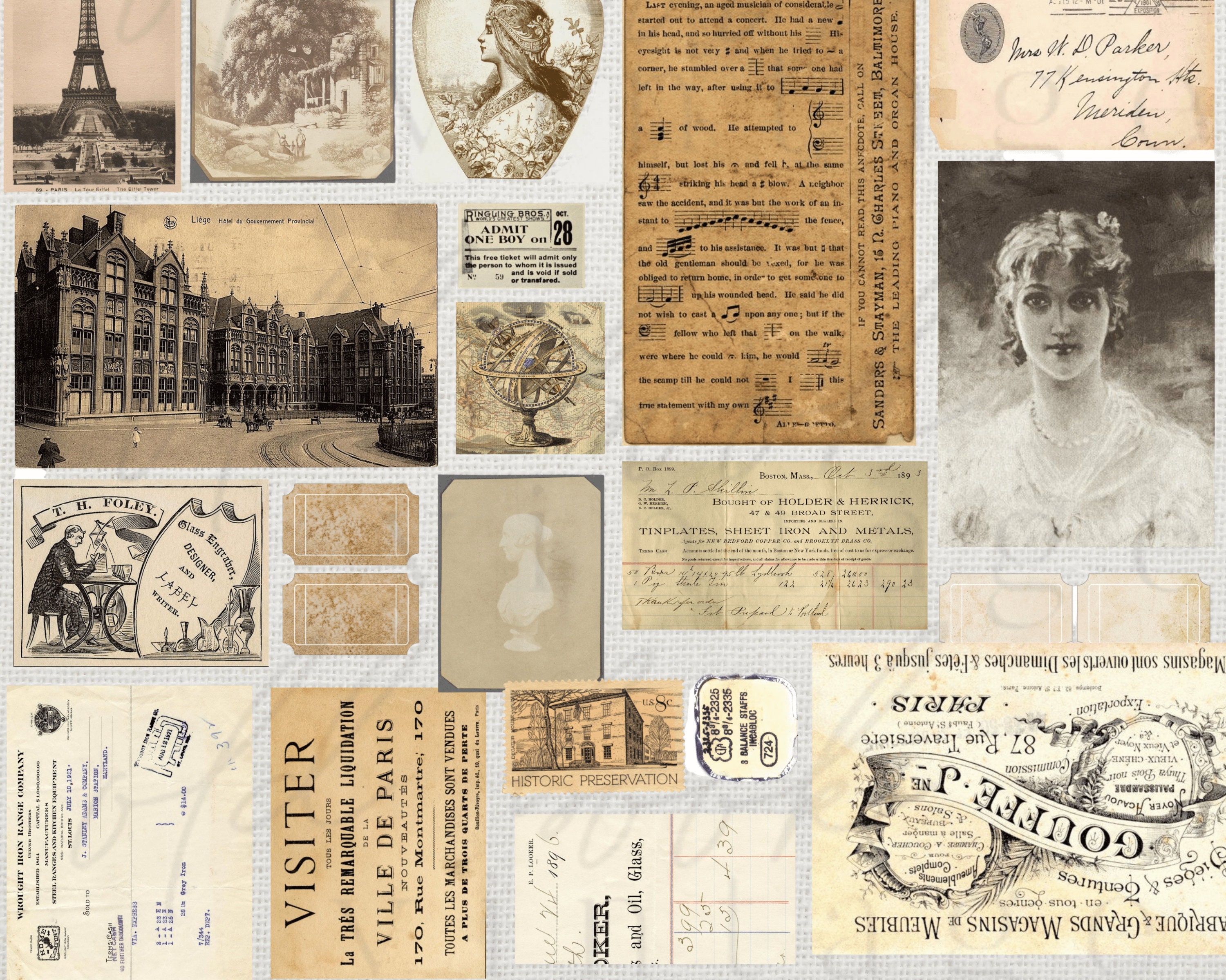 Vintage Ephemera Variety / 3PGS / Printable Vintage Collage Sheet ...