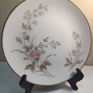 Noritake &quot;Luise&quot; Pattern 5763 Vintage 8.25&quot; Salad Plate | Delicate Pink Roses & Brown Leaves | Elegant Tableware