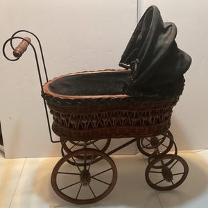 Vintage Victorian Style Wicker Baby Doll Carriage Stroller – Decorative Display Piece – Made in Philippines – Free Shipping
