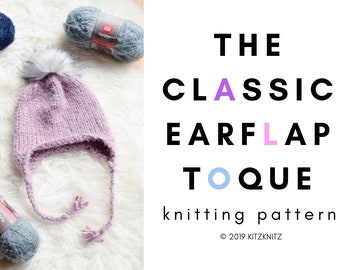 KNITTING PATTERN | the classic earflap toque pattern | earflap toque pattern | earflap hat pattern | knitting pattern | easy earflap hat