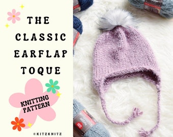 KNITTING PATTERN | the classic earflap toque pattern | earflap toque pattern | earflap hat pattern | knitting pattern | easy earflap hat