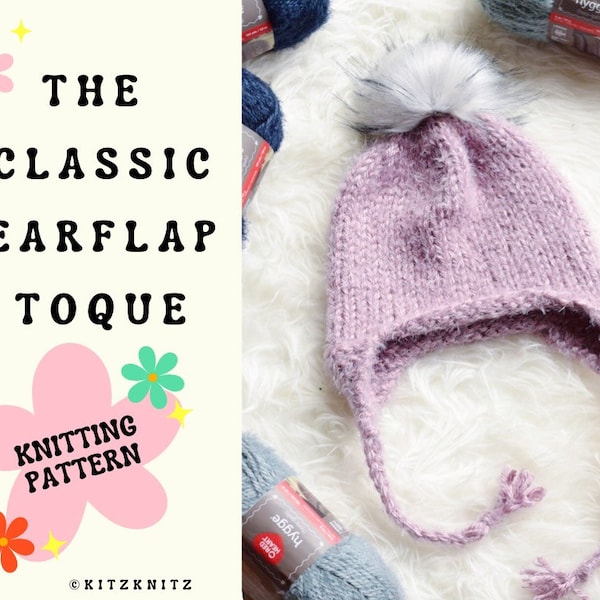 KNITTING PATTERN | the classic earflap toque pattern | earflap toque pattern | earflap hat pattern | knitting pattern | easy earflap hat