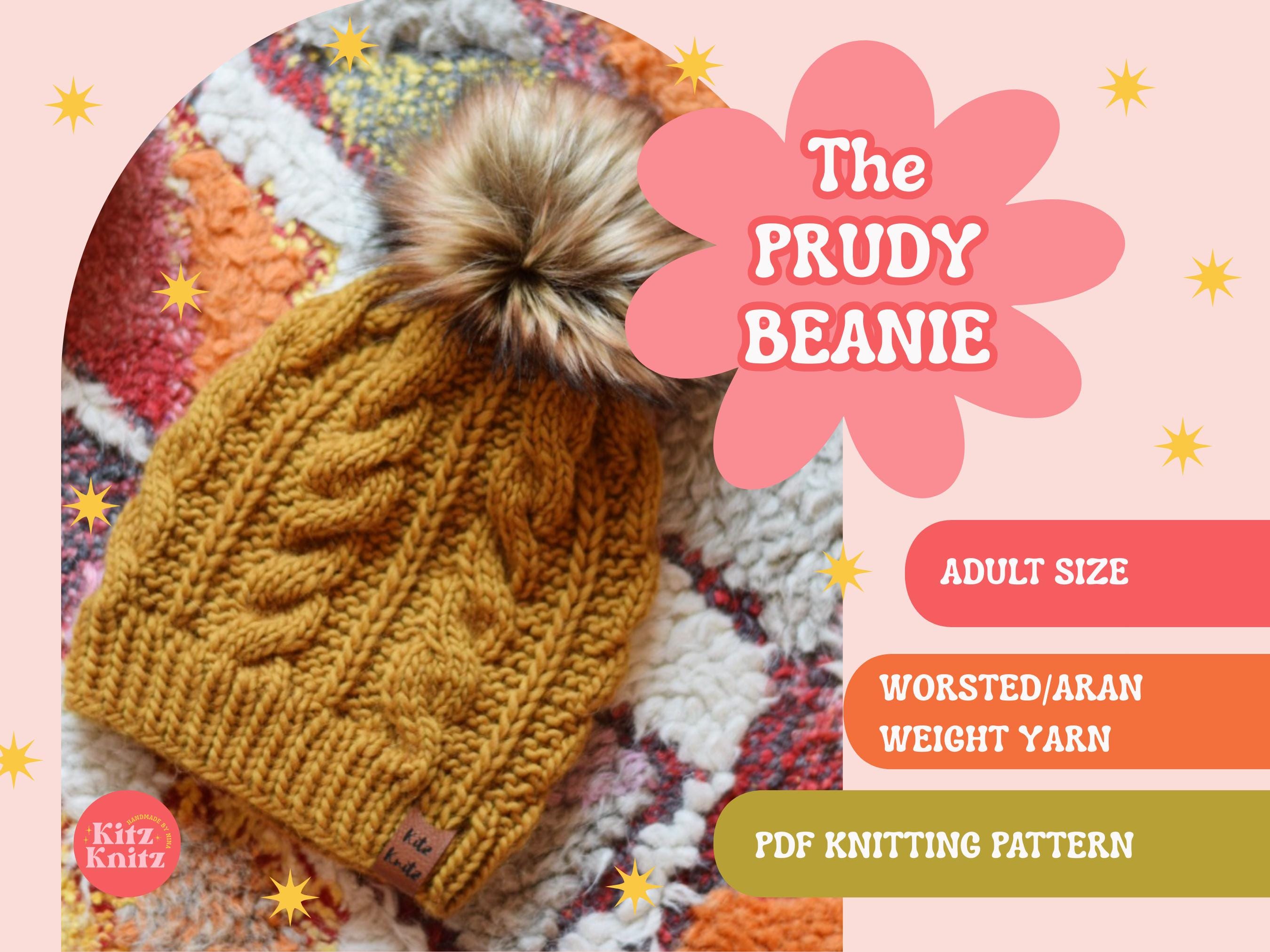 Prudy Beanie Knitting Pattern: Aran Cable Knit Hat (PDF Pattern