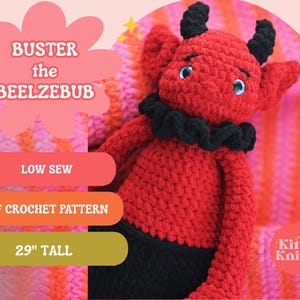 バスター・ザ・ベルゼバブの編み図：悪魔のぬいぐるみ、小鬼（PDFパターン）