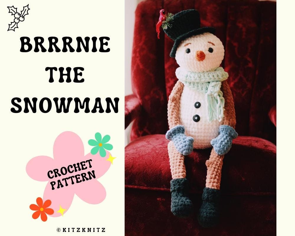 Brrrnie the Snowman Häkelanleitung: 82cm Plüsch (PDF-Muster)