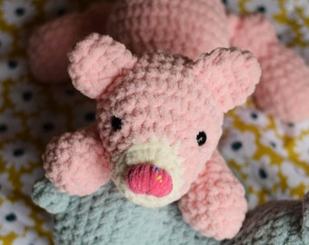 Pink Teddy Bear | Crochet Bear Plushy | Bear Plushy | Pink Bear | Crochet Snuggler | Soft Handmade Bear Stuffed Animal | Teddy Bear Plushy