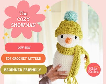Przytulny wzór na szydełkowego bałwana, łatwy wzór na bałwana amigurumi, świąteczny wzór szydełkowy, zimowy wzór szydełkowy, zimowy pluszowy miś szydełkowy