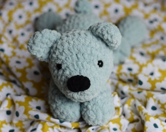 Blue Teddy Bear | Crochet Bear Plushy | Bear Plushy | Blue Bear | Crochet Snuggler | Soft Handmade Bear Stuffed Animal | Teddy Bear Plushy