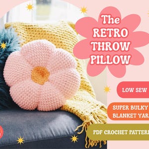 Retro Flower Throw Pillow Crochet Pattern - Large & Mini Size (PDF Pattern)