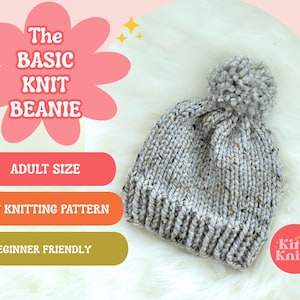 Patrón básico de gorro: Gorro de punto voluminoso para principiantes (patrón PDF)