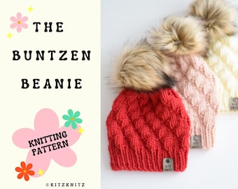 KNITTING PATTERN | The Buntzen Beanie | Bulky Knitting Pattern | Bulky Knit Pattern | Hat Pattern | Knit Hat Pattern | KitzKnitz