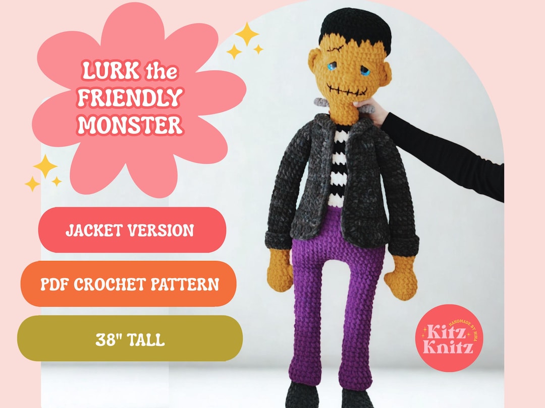 Lurk the Monster Plushy Crochet Pattern: Jacket Version, Giant