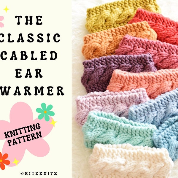 KNITTING PATTERN | classic cabled ear warmer | cabled ear warmer pattern | knitted headband pattern | knit earwarmer pattern | knit headband