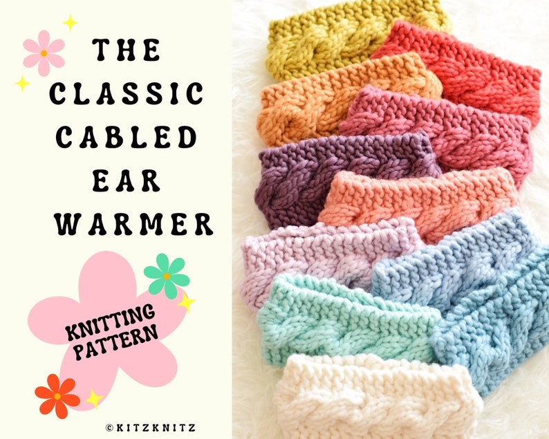 KNITTING PATTERN classic cabled ear warmer cabled ear warmer pattern knitted headband pattern knit earwarmer pattern knit headband image 1