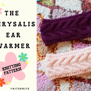 KNITTING PATTERN the chrysalis ear warmer knit ear warmer worsted weight ear warmer knitting pattern earwarmer pattern kitzknitz image 1