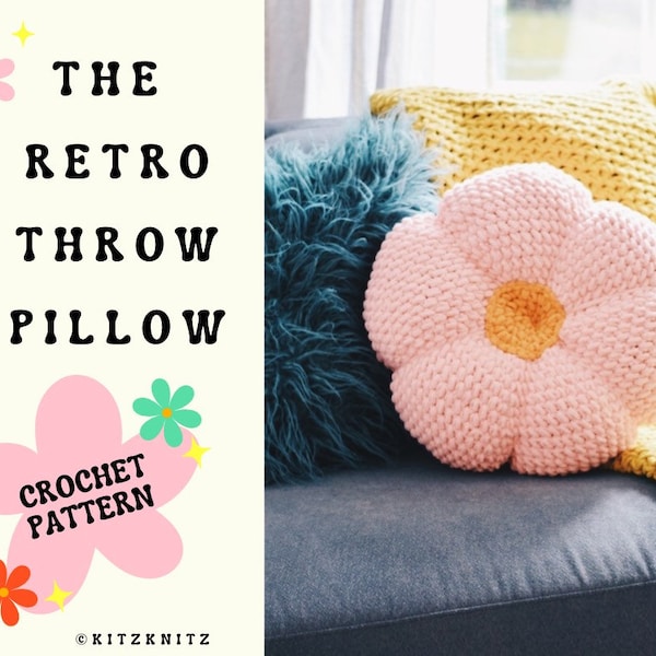 CROCHET PATTERN | The Retro Throw Pillow Pattern | Crochet Pillow Pattern | Crochet Flower Pattern | Crochet Flower Pillow Pattern