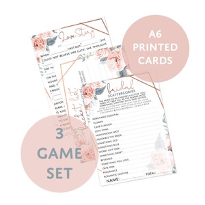 Bridal Shower Games | PRINTED CARDS | 3 Game Set | Hen Party Game Ideas | Hens Party Games | Hen Party Game Bundle | Suitable for Mrs & Mrs