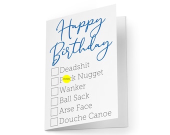 Rude Birthday Cards | 18+ Birthday Cards | Funny Birthday Cards for Friend | Happy Birthday Wanker | Insult Birthday Cards | Choose Your Own
