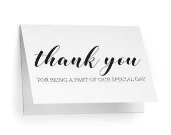 Wedding Thank You Cards (1-6 Cards) | Thank You Wedding Card | Thanks for being a part of our Special Day Card | Wedding Thanks Gift